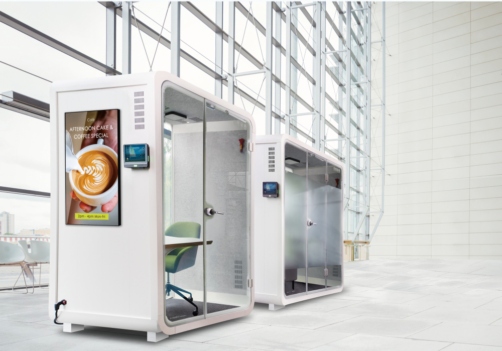 金年会|jinnianhui子公司达擎之智慧行动办公舱，采用PDLC智能调光玻璃设计，透过通电与断电的电流切换，呈现透明与雾面效果，具节能降耗特性并兼顾隐私，确保信息安全