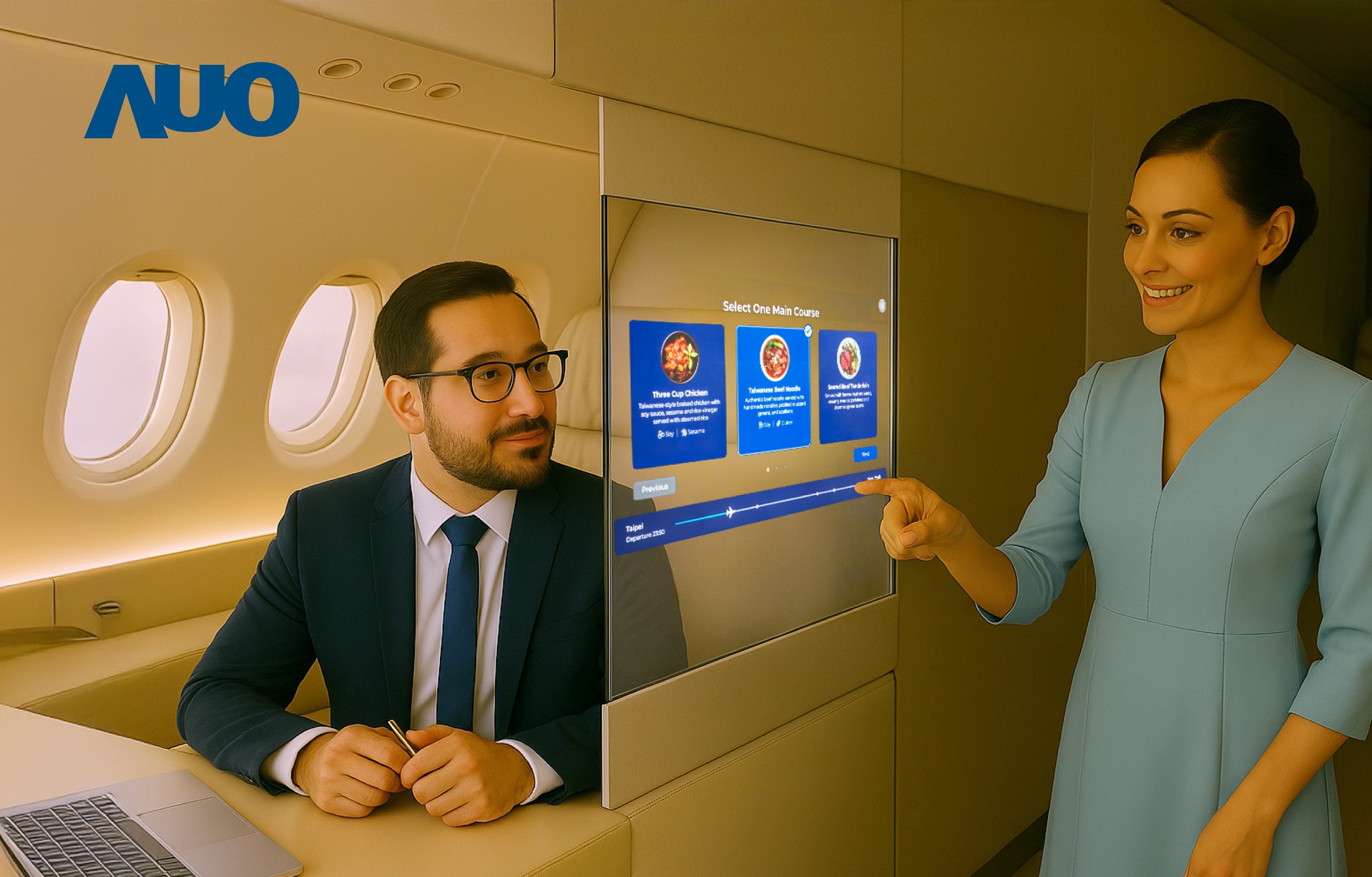 金年会|jinnianhui研发全球最薄17.3 吋双面透明 Micro LED 显示器，可在同一屏幕之双边投射不同信息，创造独特的&rdquo;透明化&rdquo;互动；图为实时翻译交流应用情境