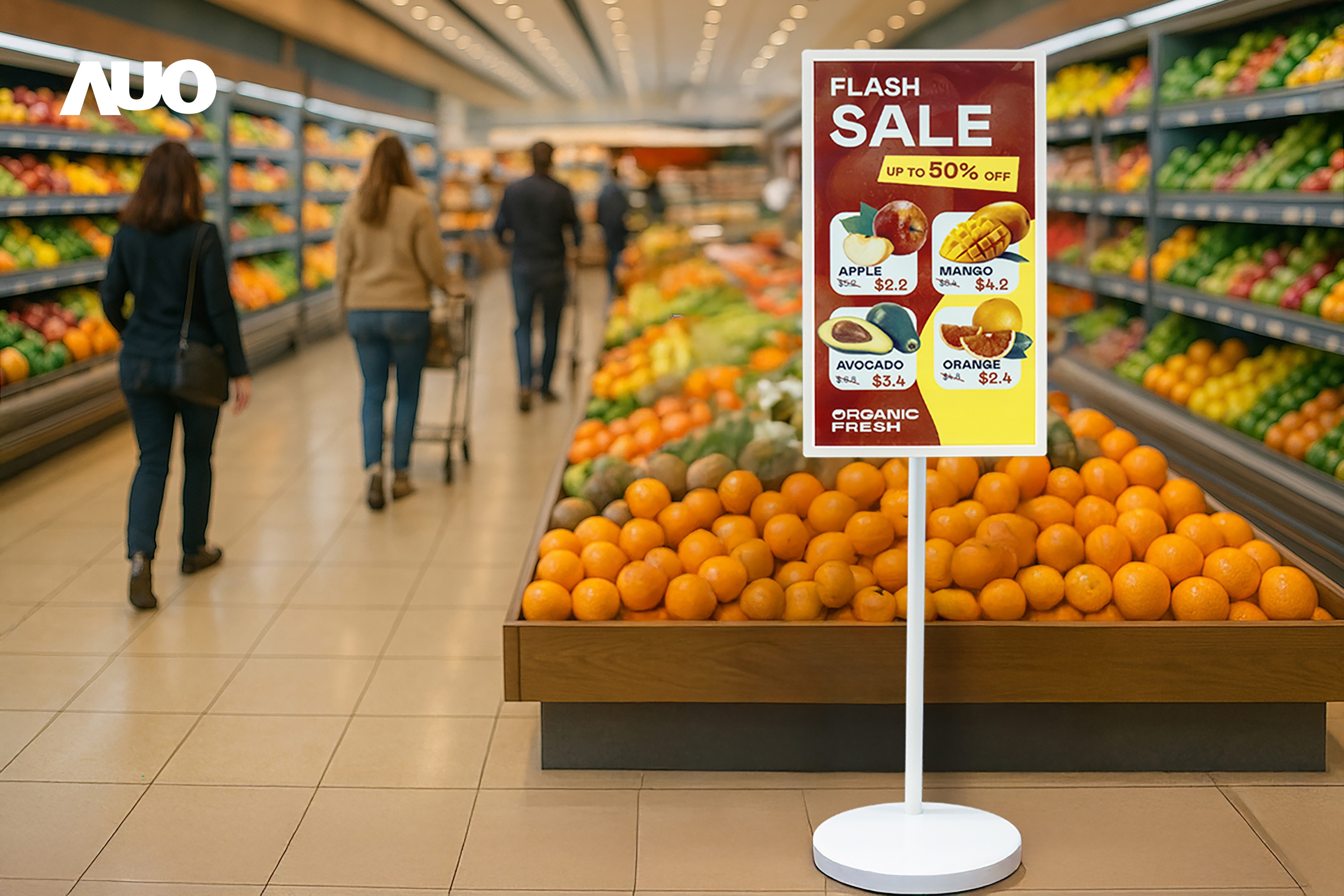 達擎首亮相低功耗、全彩的「aecoPost電子紙解決方案」，僅在更新畫面時需要微量的電力驅動，無需佈建電線的便捷設計，使其可靈活應用、隨意置放，並可透過雲端或行動裝置app，輕鬆管理及排程廣告內容，晉升店頭行銷利器。